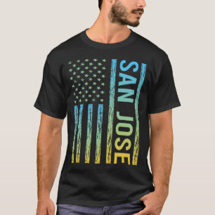 Blue Yellow USA Flag - San Jose T-Shirt
