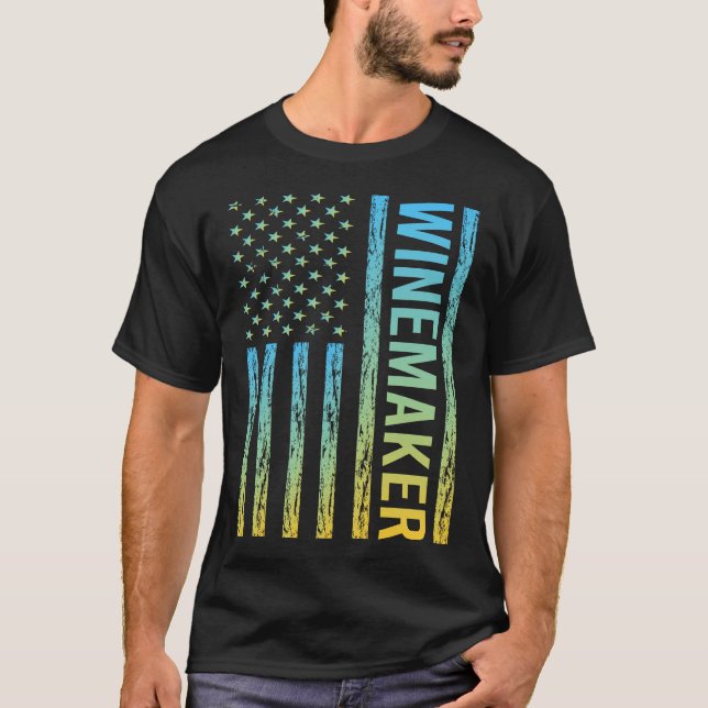 Blue Yellow USA Flag - Winemaker T-Shirt (Front)