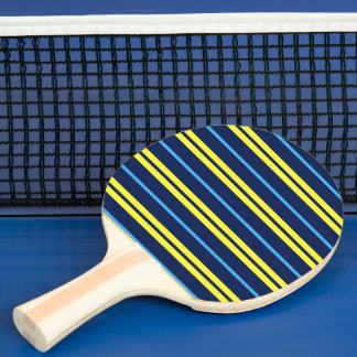 Blue Yellow Variable Width Stripes Design Ping Pong Paddle