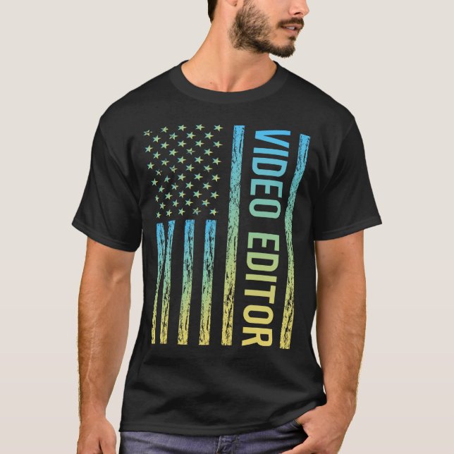 Blue Yellow Video Editor T-Shirt (Front)