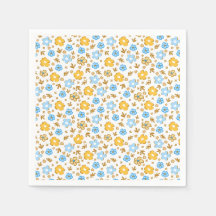 Blue Yellow Vintage Floral Paper