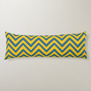 Blue Yellow Vintage Retro Chevron Pattern Body Cushion