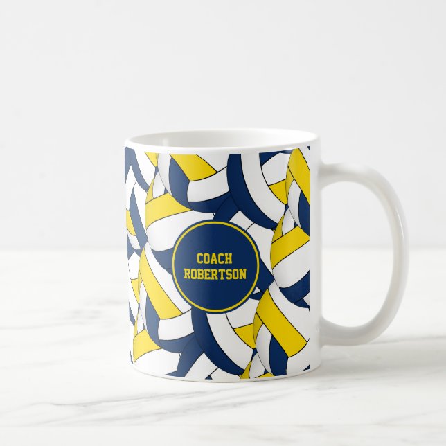 blue yellow volleyball team coach thank you gift coffee mug (Right)
