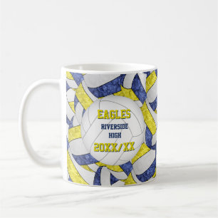 blue yellow volleyball team colours coach thank yo coffee mug