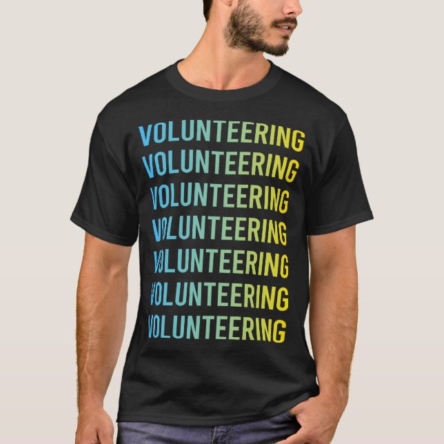 Blue Yellow Volunteering Volunteer T-Shirt (Front)