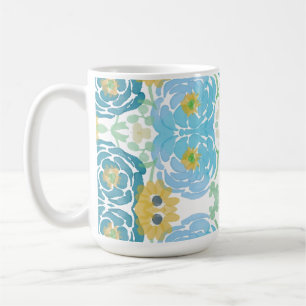 Blue & Yellow Watercolor Floral Coffee Mug