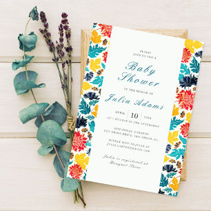 Blue Yellow Watercolor Sunflowers Baby Shower Invitation