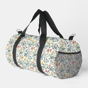 Blue Yellow Watercolor Wildflower Duffle Bag