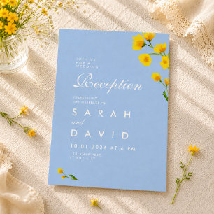 Blue & Yellow watercolor wildflowers Reception Enclosure Card