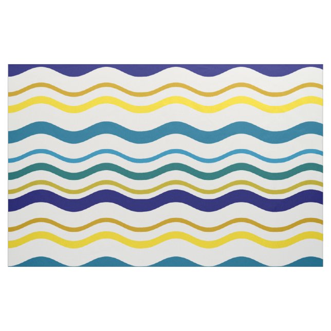 Blue Yellow Waves Fabric (Fat Quarter)
