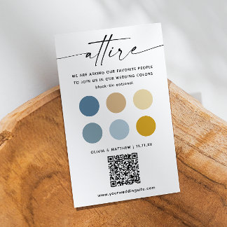 Blue Yellow wedding attire dress code palette + QR Enclosure Card