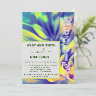 Blue & Yellow Wedding Invite - Watercolor Florals