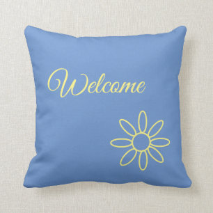 blue & yellow, welcome, pretty, unique, your text cushion