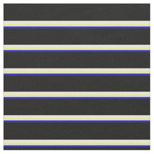 Blue, Yellow, White, and Black Striped Pattern Fabric