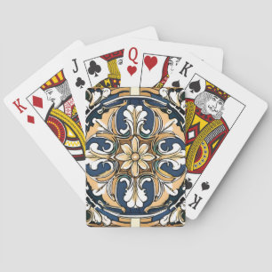 Blue Yellow White Black Azuleju Spanish Moroccan Playing Cards