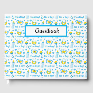 BLUE YELLOW WHITE CUTE BABY ITEMS GUEST BOOK