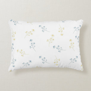 Blue Yellow Wildflower Pattern Decorative Cushion
