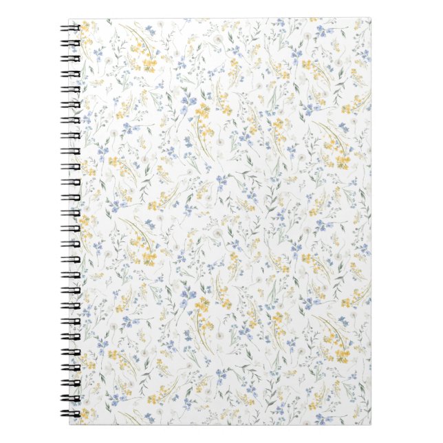 Blue Yellow Wildflower Pattern Notebook (Front)