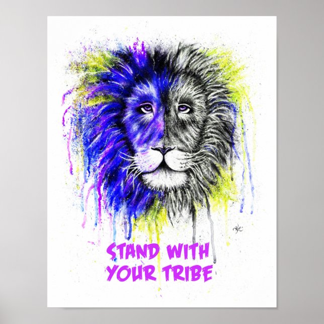 Blue & Yellow with Text Poster - Lion Print! (Front)