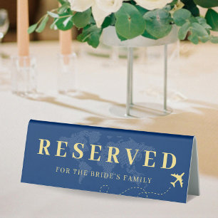 Blue & Yellow World Map Plane Destination Wedding