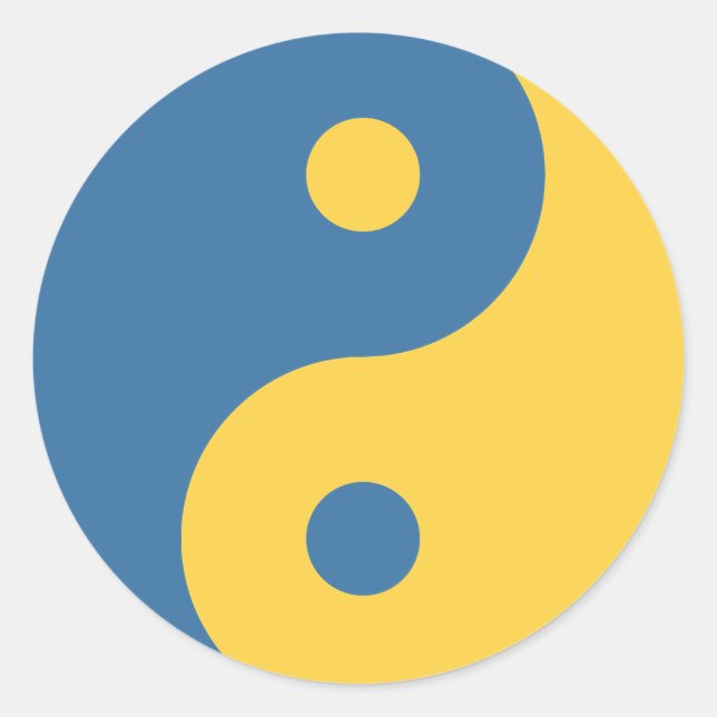 Blue & Yellow Yin and Yang Symbol Design Python Classic Round Sticker (Front)
