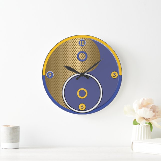Blue Yellow Yin Yang Wall Clock (Home)