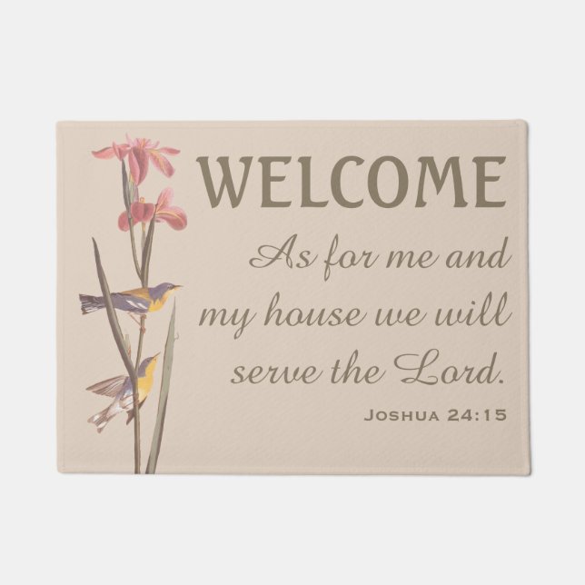 Blue Yellowback Warbler Birds and Verse Doormat (Front)