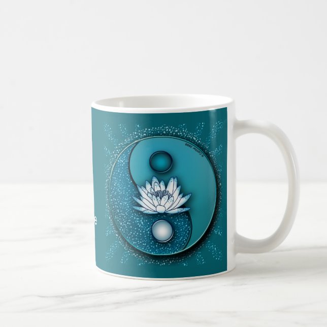 Blue Yin Yang Lotus Coffee Mug (Right)