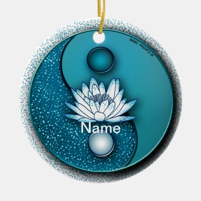 Blue Yin Yang Lotus  ornament (Front)