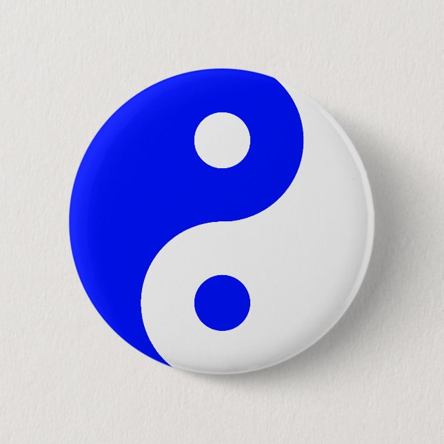Blue Yin Yang Symbol 6 Cm Round Badge (Front)