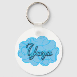 Blue Yoga Flourish Design Key Ring
