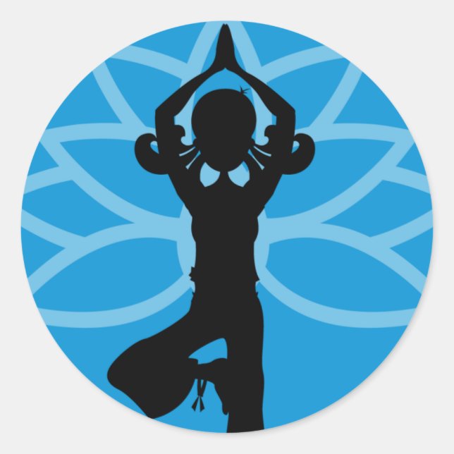 Blue Yoga Silhouette Sticker (Front)