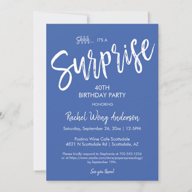 Blue Yonder Surprise Birthday Retirement Party Invitation (Front)