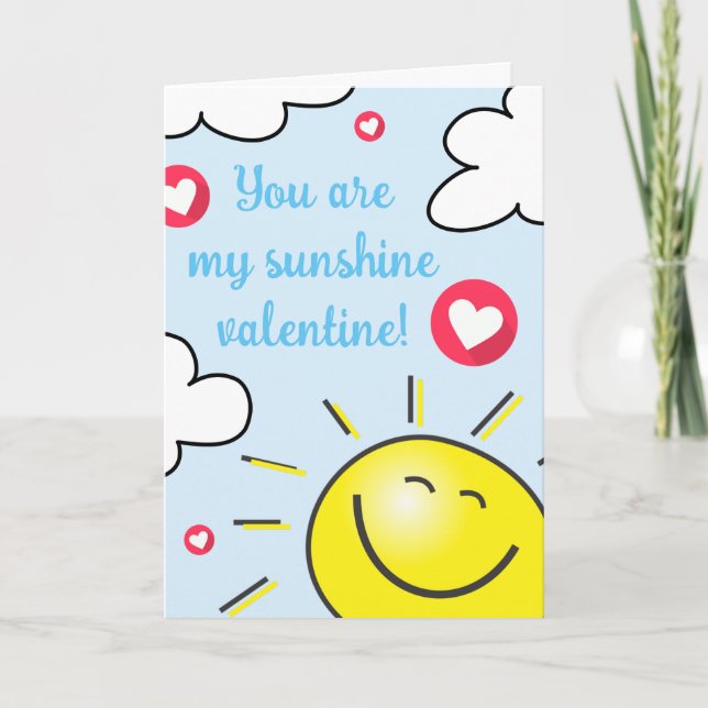 Blue You Are My Sunshine Happy Valentines Day   Holiday Card (Front)