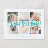 Blue Your custom text 6 photos collage universal
