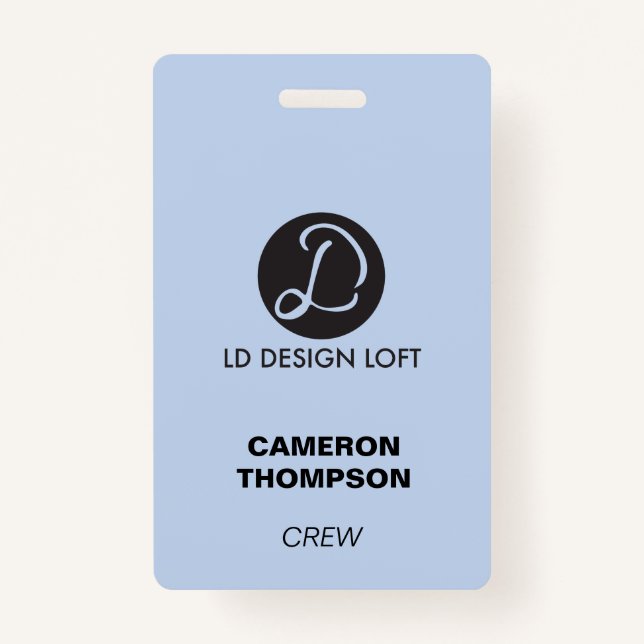 Blue Your logo here custom Employee Crew ID Badge (Front)