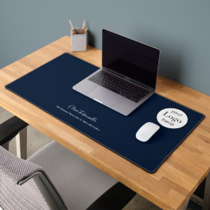Blue Your Logo Name Business Desk Mat