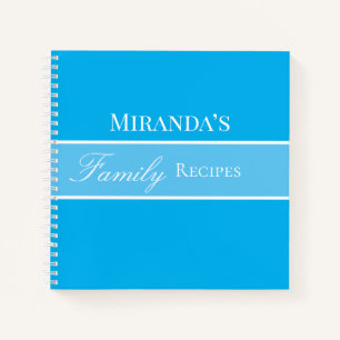 Blue Your Name Family Recipes Script Typography Notebook