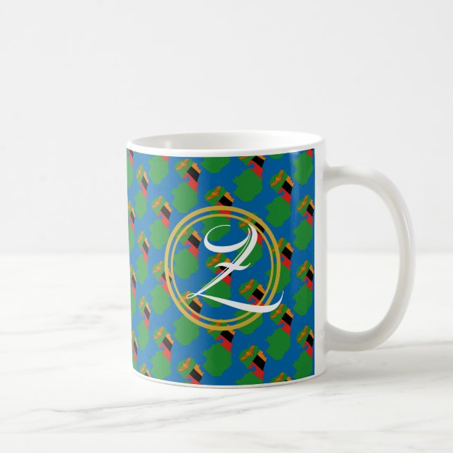 Blue ZAMBIA Monogram Scripture Gift Coffee Mug (Right)