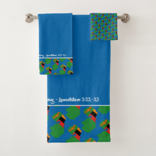 Blue ZAMBIA Scripture Christian Lam 3:23 Bath Towel Set