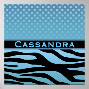 Blue Zebra and Polka Dots Poster
