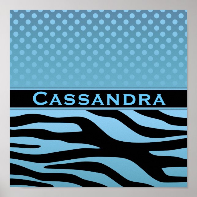 Blue Zebra and Polka Dots Poster (Front)