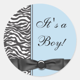 Blue Zebra Baby Boy Shower Stickers