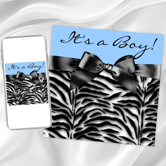 Blue Zebra Baby Shower Invitation (Boy zebra baby shower any occasion invitation. Instant download and printed invitations available.)