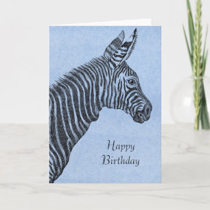 Blue Zebra Birthday Card