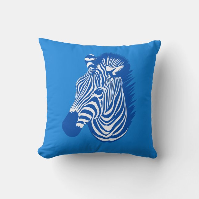 Blue Zebra Cushion (Front)