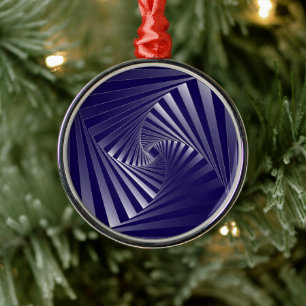 blue zebra geometry metal ornament