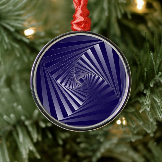 blue zebra geometry metal ornament (Tree)