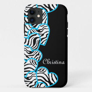 Blue zebra hearts iPhone 5 Case