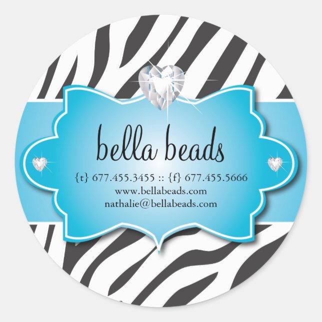 Blue Zebra Jewellery Designer Stickers (Front)